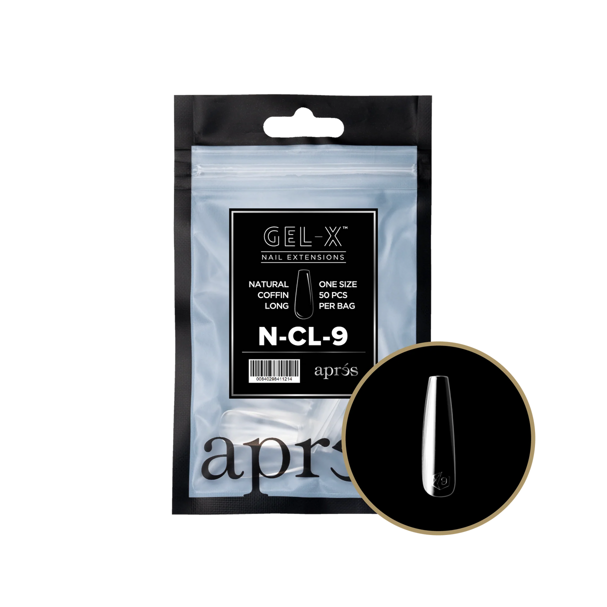 TIPS REFILL BAGS | APRES GEL-X | NATURAL COFFIN LONG (50pcs)