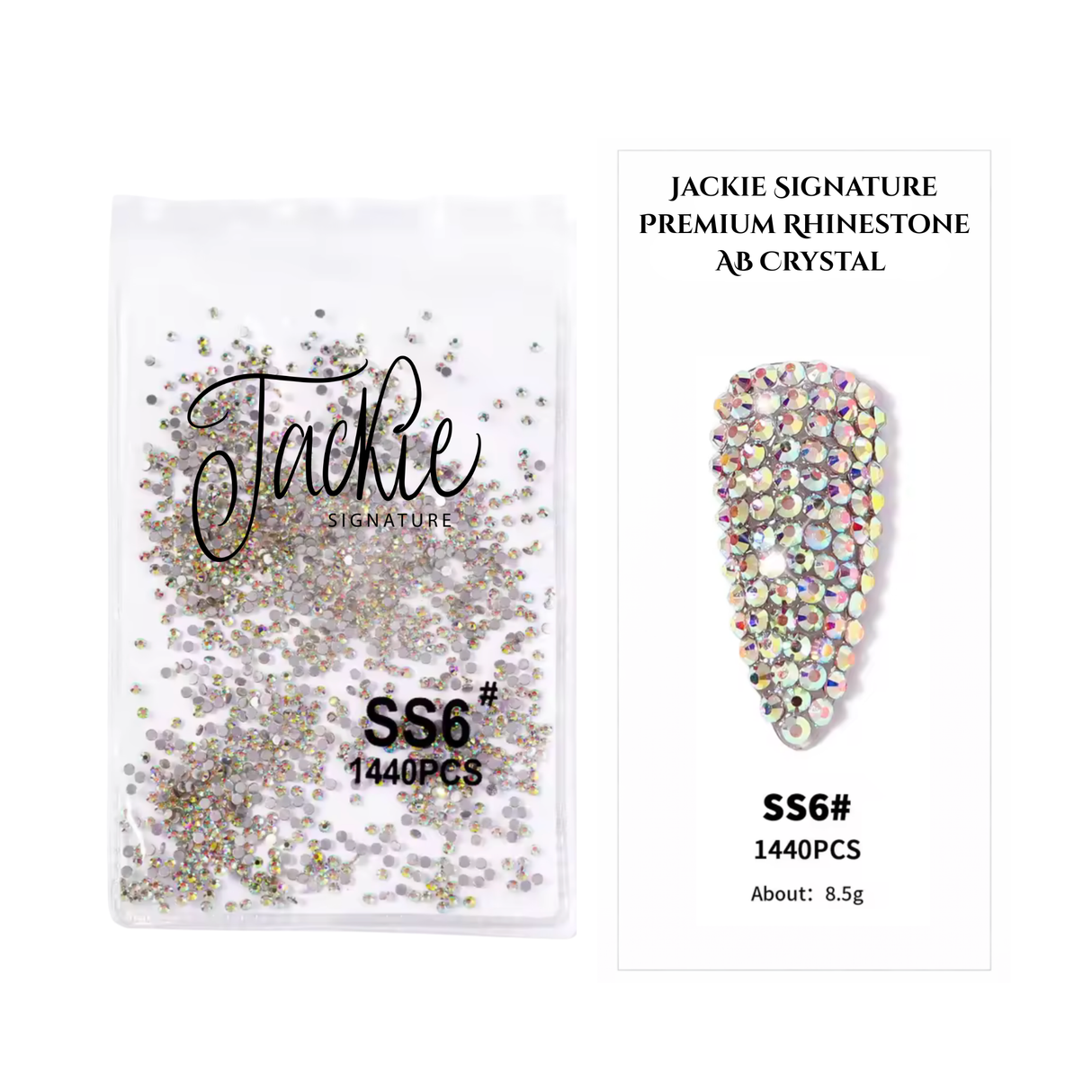 JACKIE SIGNATURE | PREMIUM RHINESTONE | CRYSTAL AB | 1,440 PCS | SS4 - SS12
