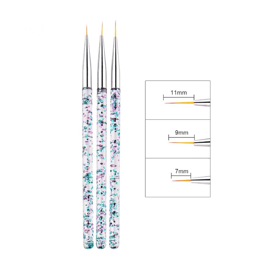 NAIL BRUSH SET | PINK BLUE GLITTER | LINER ART - 3PCS/ SET