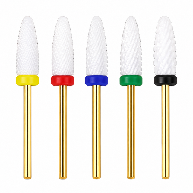 Nail Drill Bit Ceramic White Cone Shaped Bit