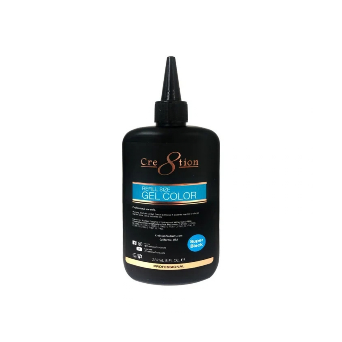 CRE8TION | SOAK OFF GEL - SUPER BLACK (Refill - 8oz)