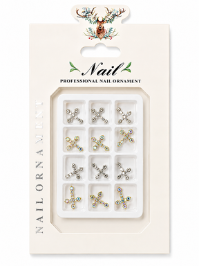Nail Charm - Cross Mix - Rhinestone Cross Mix #1 - Tray 12pcs
