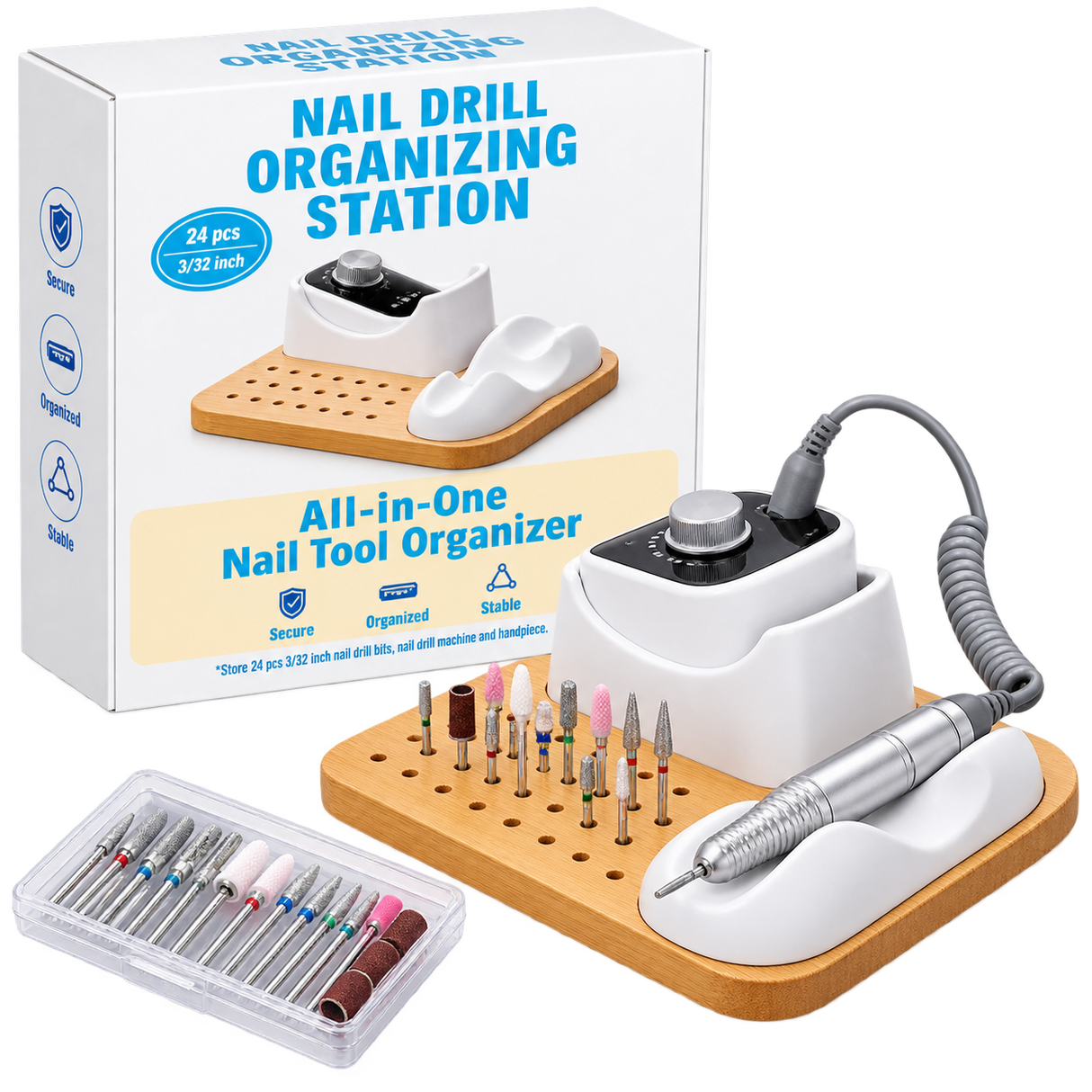 3 in 1 NAIL MACHINE HOLDER with DRILL BIT Storage