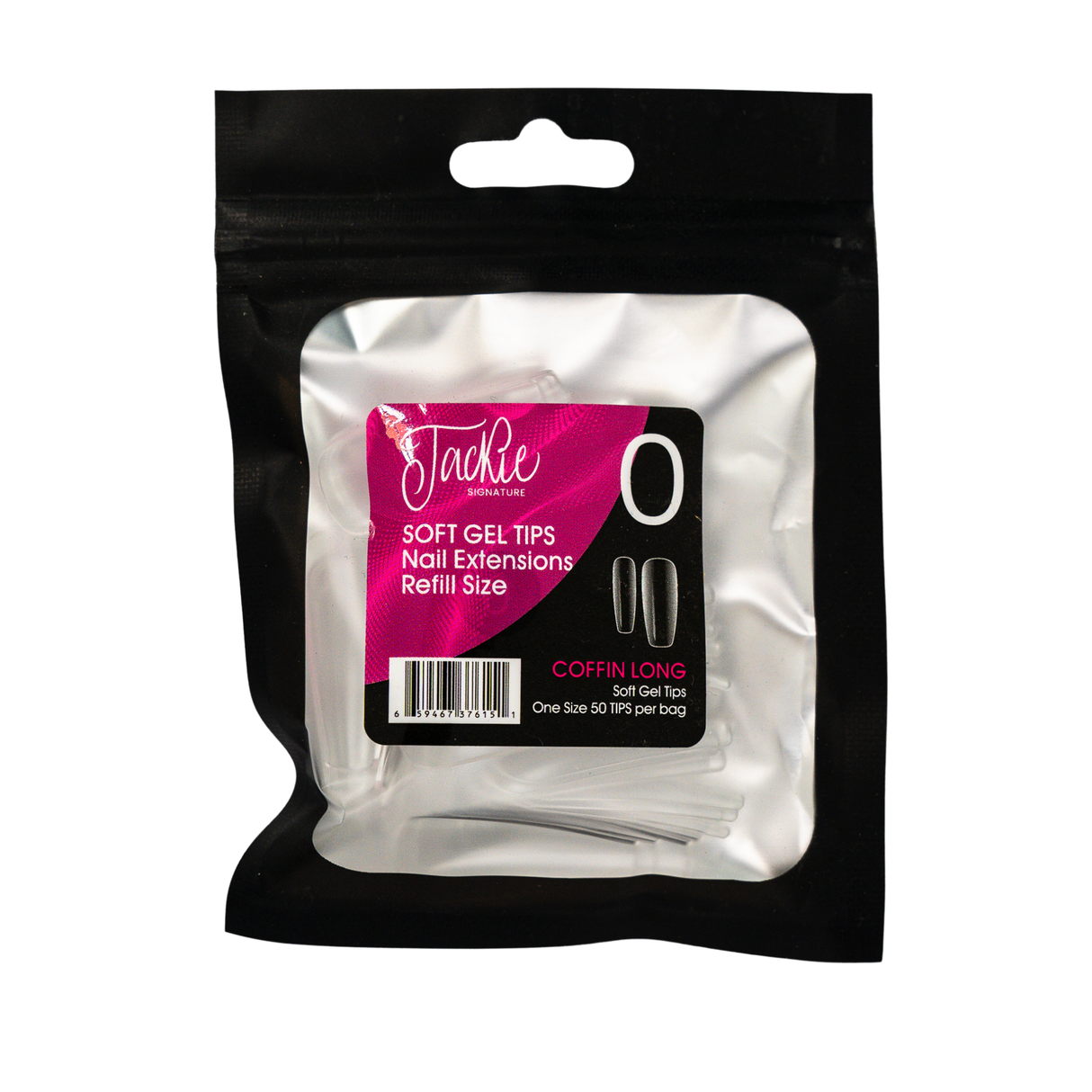 JACKIE SIGNATURE | SOFT GEL TIPS REFILL BAGS - COFFIN LONG (50pcs) #0