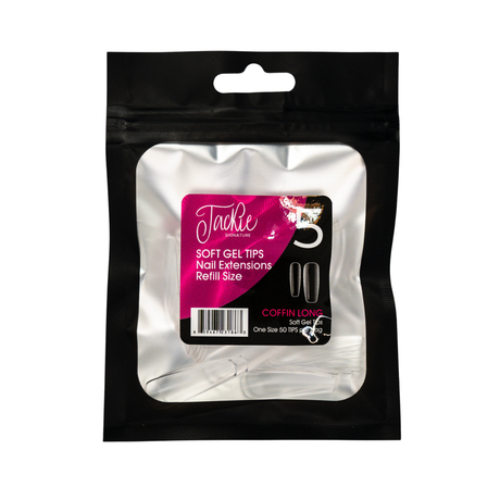 JACKIE SIGNATURE | SOFT GEL TIPS REFILL BAGS - COFFIN LONG (50pcs)