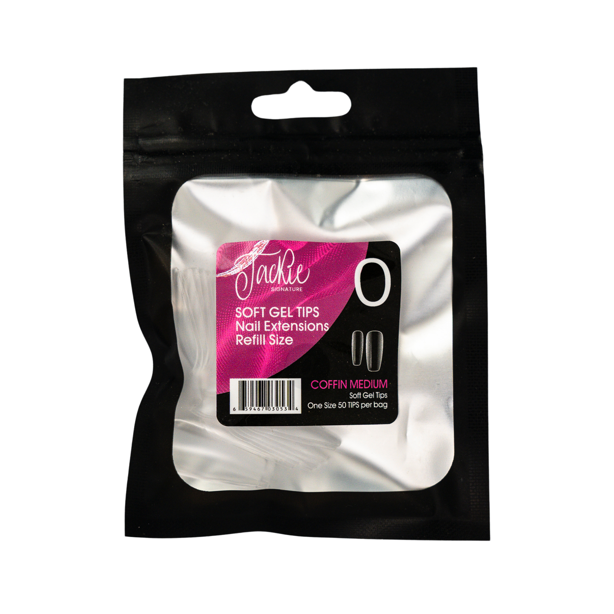 JACKIE SIGNATURE | SOFT GEL TIPS REFILL BAGS - COFFIN MEDIUM (50pcs) #0