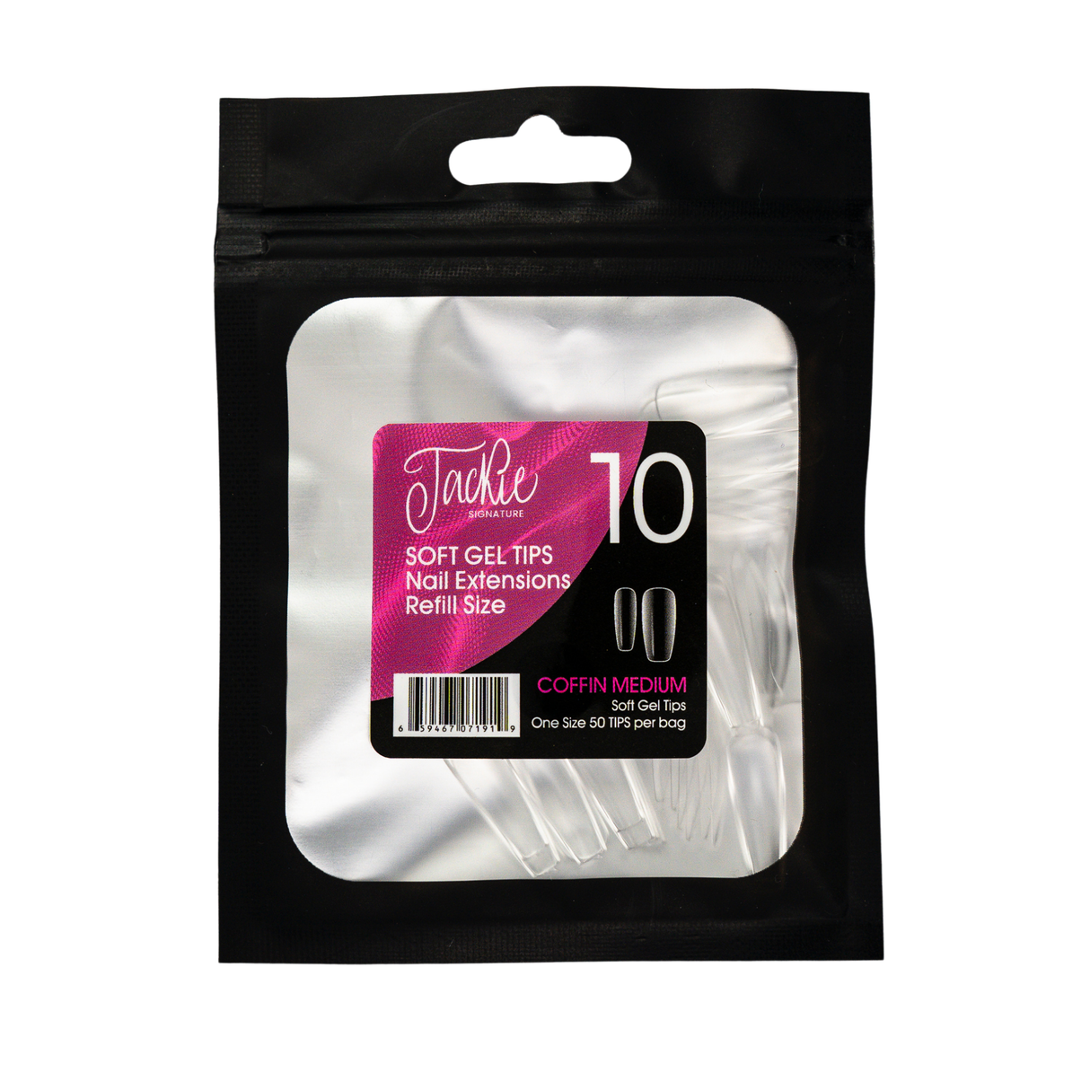 JACKIE SIGNATURE | SOFT GEL TIPS REFILL BAGS - COFFIN MEDIUM (50pcs) #10