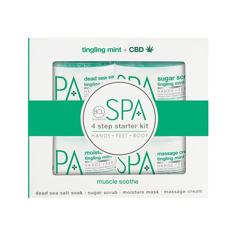BCL SPA | TINGLING MINT + CBD SPA SET – 4-STEP SPA KIT - 16 OZ