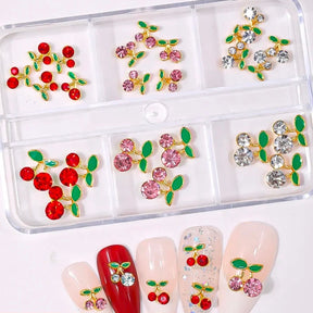 Nail Charm - Cherry Diamond - Cherry Charm - Gold (6 Grid)