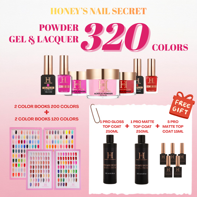 Honey's Nail Secret powder, gel, and lacquer set with 320 colors