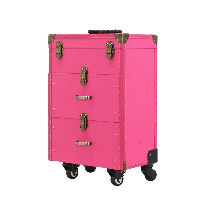 NAIL CASE |  3 Drawers  on Wheel | Pink