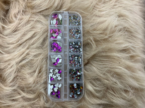 Nail Decoration Rhinestone - 12 Grid - 001 Magenta