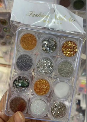 Nail Glitter - Fine Glitter - Style 07 - Pack of 12