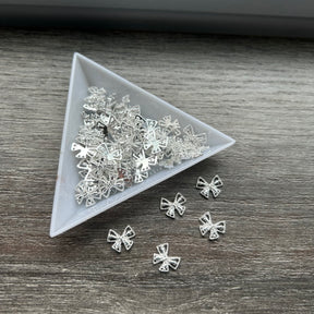 Flat Silver Bow - 50PCS