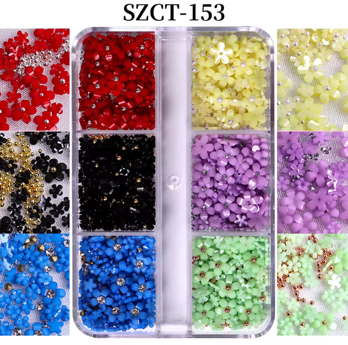 NAIL CHARM | 3D FLOWERS - Tray of 6 grid