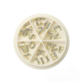Nail Charm - Rhinestone Letter Wheel - Gold
