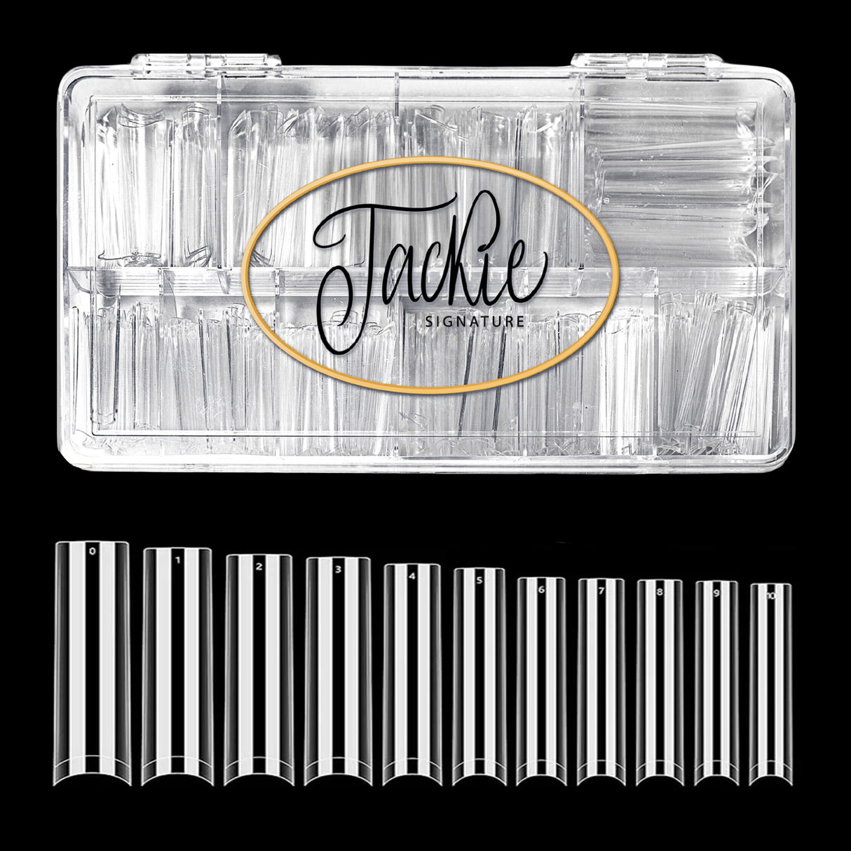 JACKIE SIGNATURE | NO C-CURVE NAIL TIP - CLEAR SQUARE XL