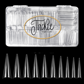 Jackie Signature - No C-Curve Nail Tip - Clear Stiletto XXL
