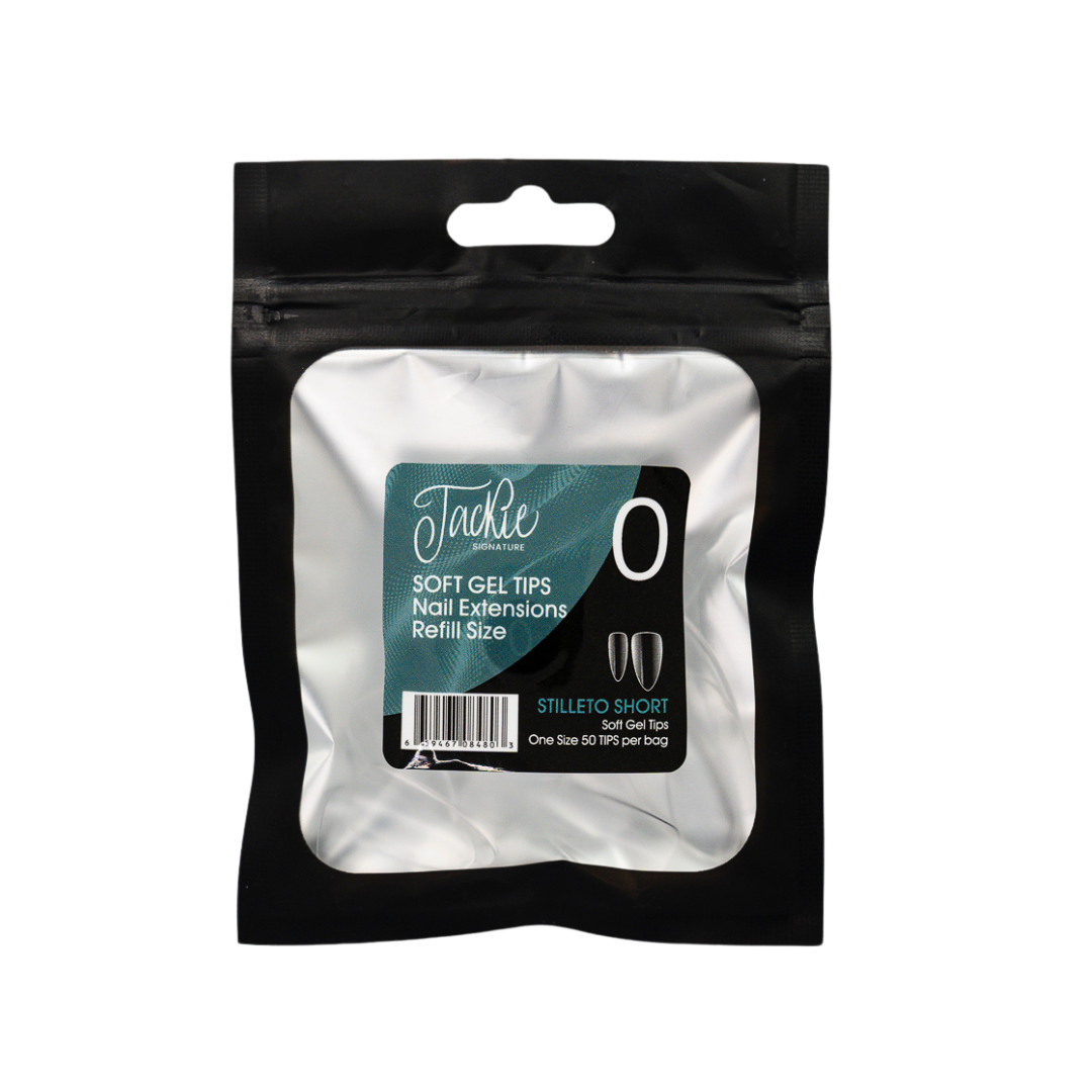 JACKIE SIGNATURE | SOFT GEL TIPS REFILL BAGS - STILLETO SHORT (50pcs) #0