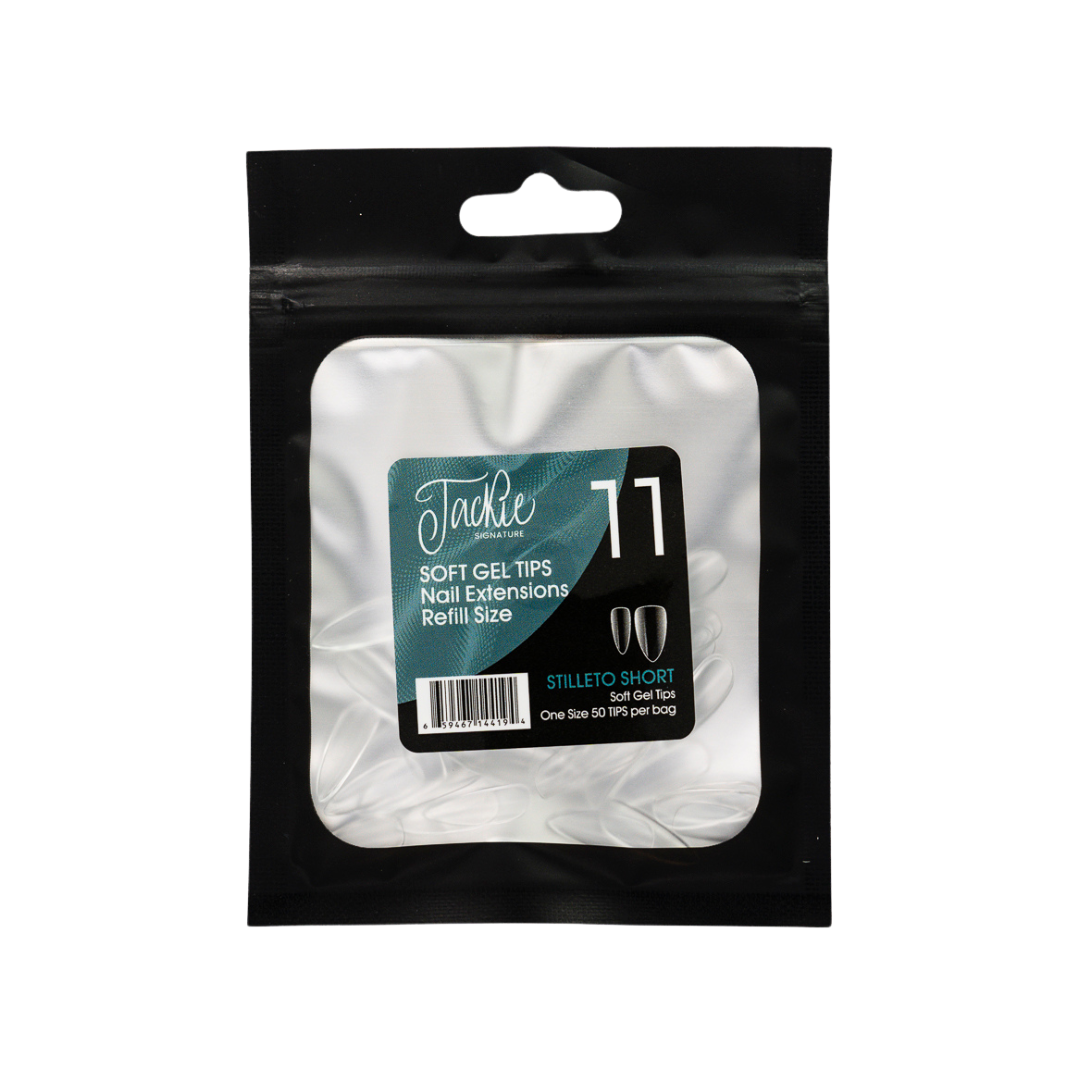 JACKIE SIGNATURE | SOFT GEL TIPS REFILL BAGS - STILLETO SHORT (50pcs)