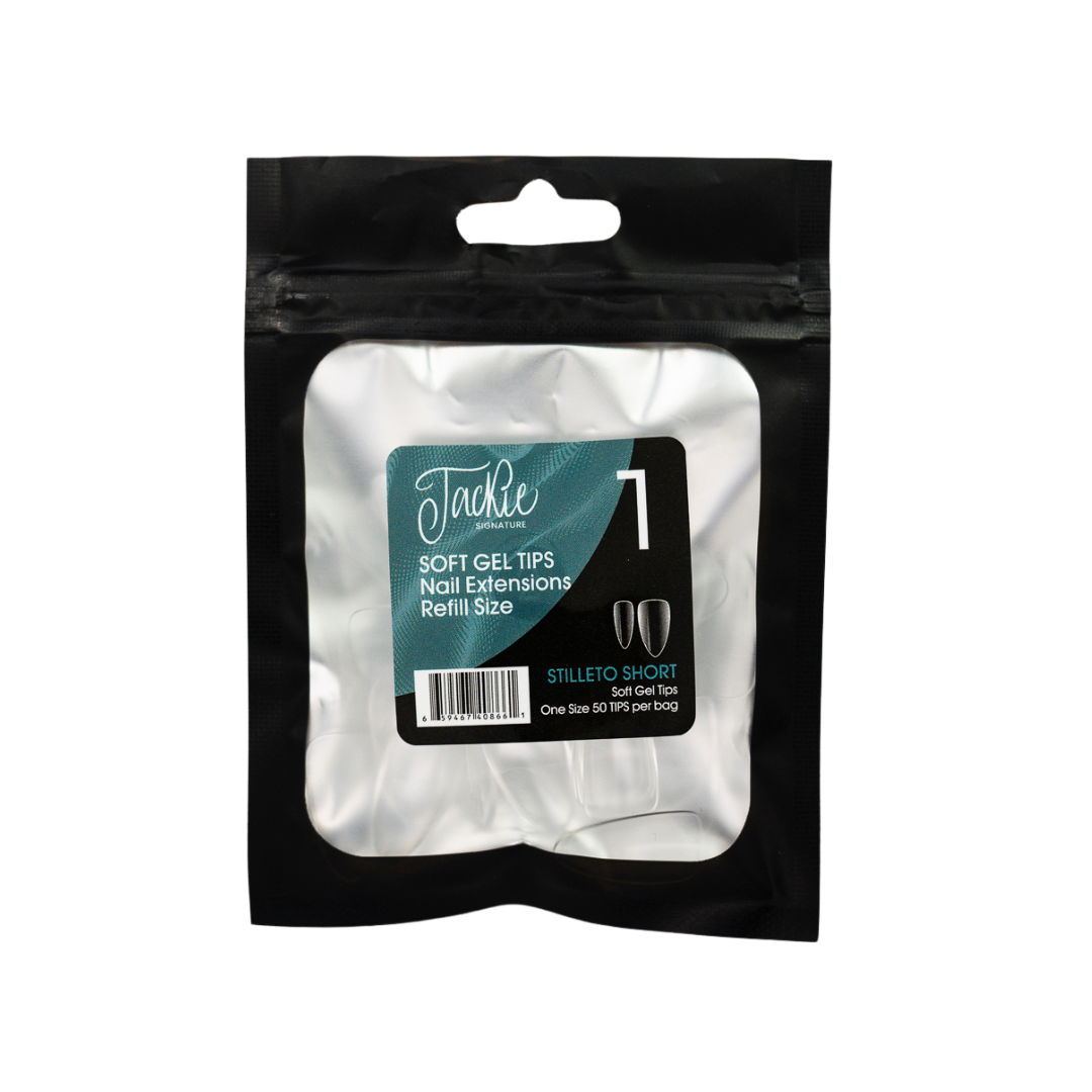 JACKIE SIGNATURE | SOFT GEL TIPS REFILL BAGS - STILLETO SHORT (50pcs)