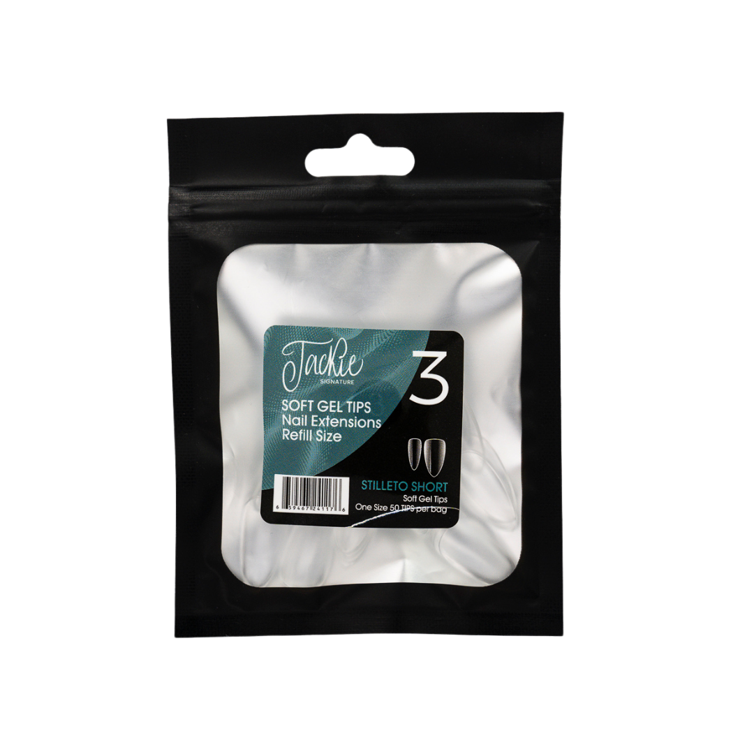 JACKIE SIGNATURE | SOFT GEL TIPS REFILL BAGS - STILLETO SHORT (50pcs)