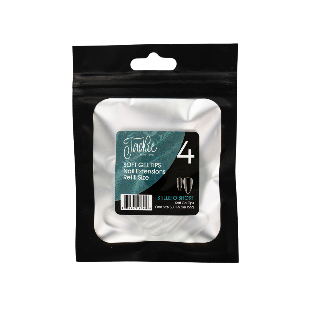 JACKIE SIGNATURE | SOFT GEL TIPS REFILL BAGS - STILLETO SHORT (50pcs)