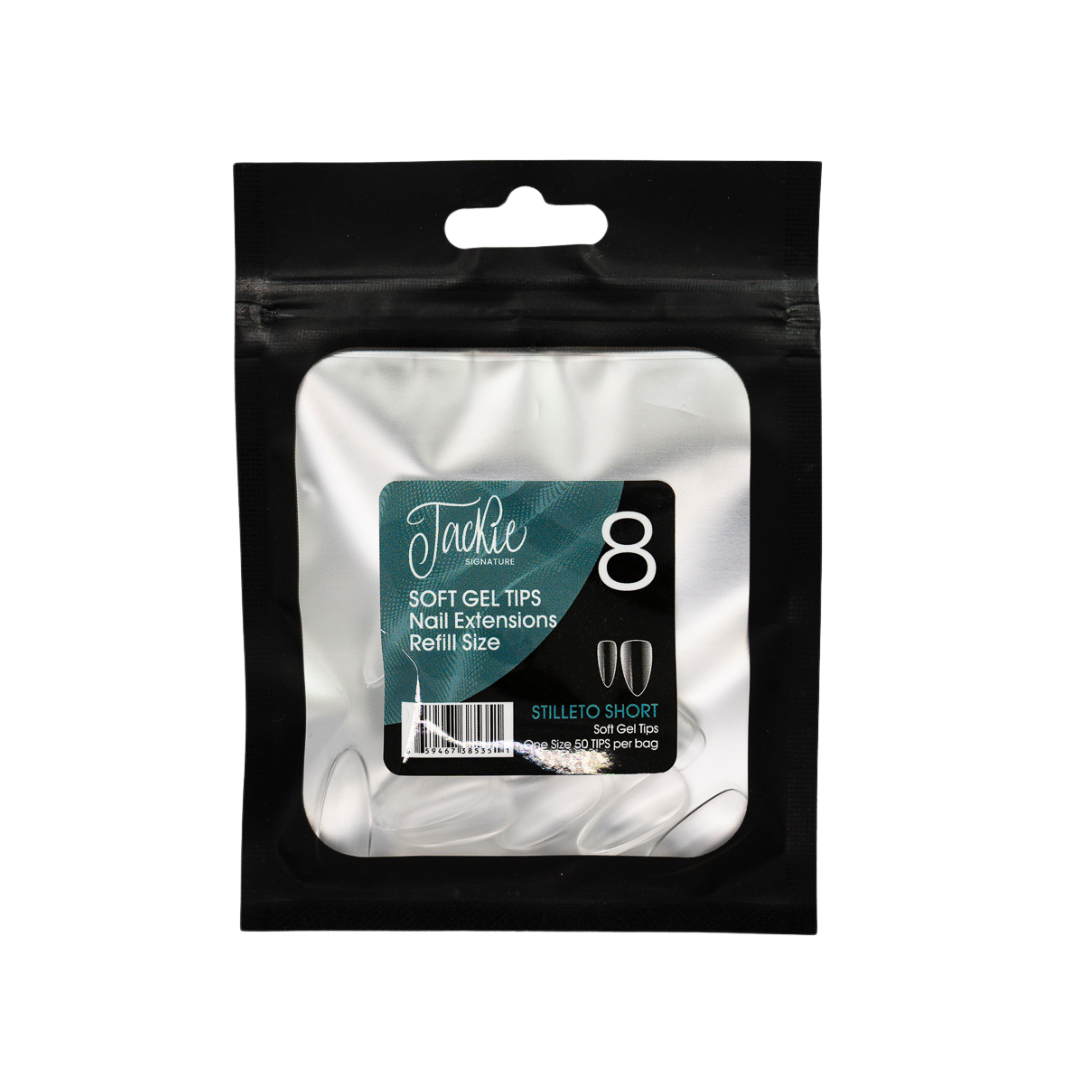 JACKIE SIGNATURE | SOFT GEL TIPS REFILL BAGS - STILLETO SHORT (50pcs) #8