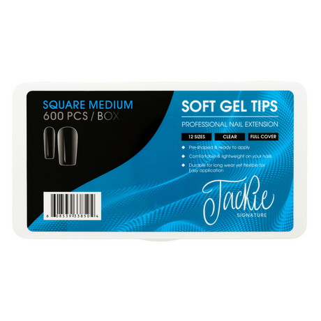 JACKIE SIGNATURE | SOFT GEL TIPS | CLEAR SQUARE