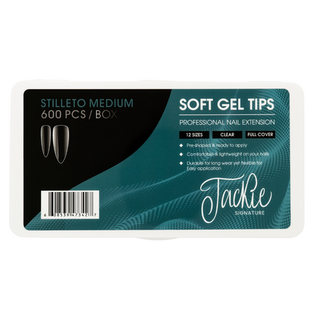 JACKIE SIGNATURE | SOFT GEL TIPS | CLEAR STILETTO