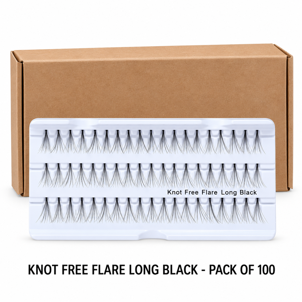 EYELASH - KNOT FREE FLARE LONG - BLACK | 100 PK
