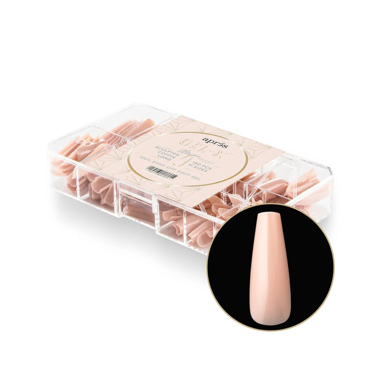 APRES - GEL X NEUTRALS MAISIE SCULPTED COFFIN BOX OF TIPS | 150 PCS