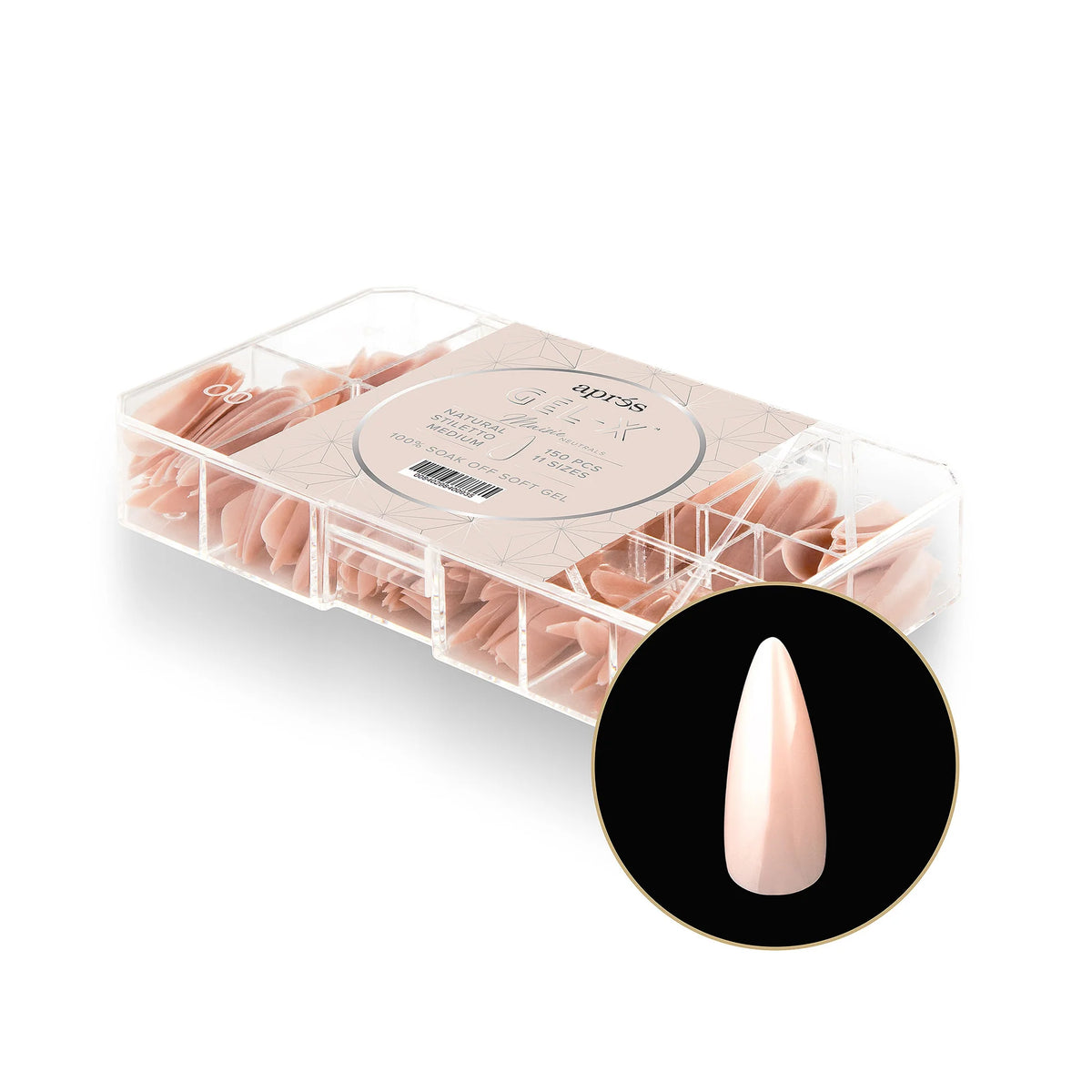 APRES - GEL X NEUTRALS MAISIE NATURAL STILETTO BOX OF TIPS | 150 PCS