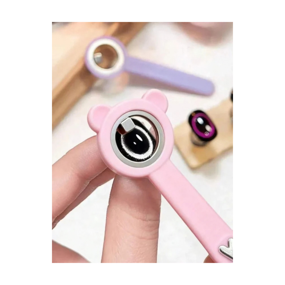 MAGNET CATEYE | CUTE BEAR Dual-End | Silicon Handle (MOON & HEART SHAPE)