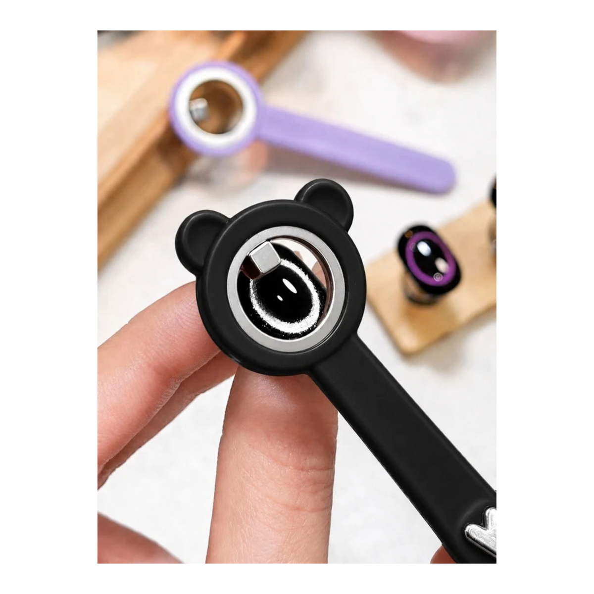 MAGNET CATEYE | CUTE BEAR Dual-End | Silicon Handle (MOON & HEART SHAPE)