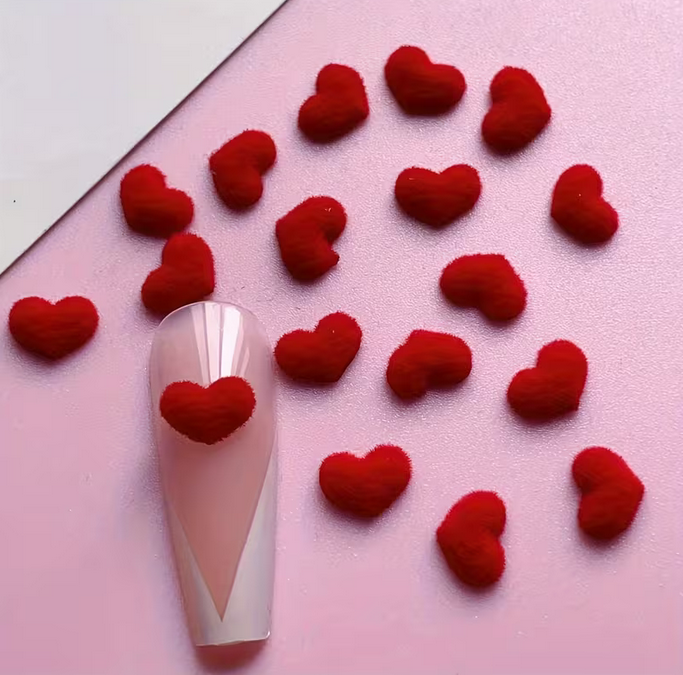 VALENTINE NAIL CHARM | HEART VELVET - Bag of 50pcs
