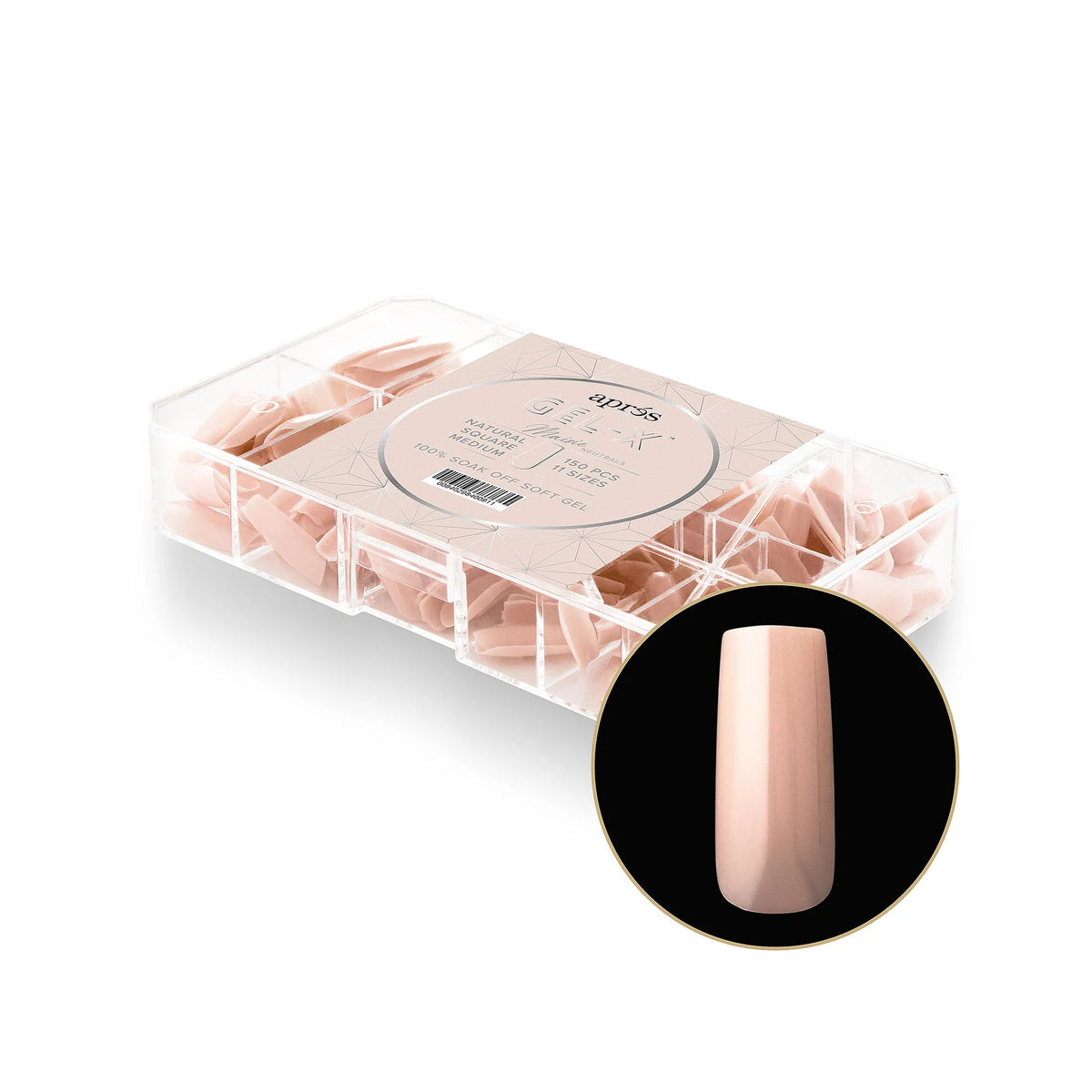 APRES - GEL X NEUTRALS MAISIE NATURAL SQUARE BOX OF TIPS | 150 PCS