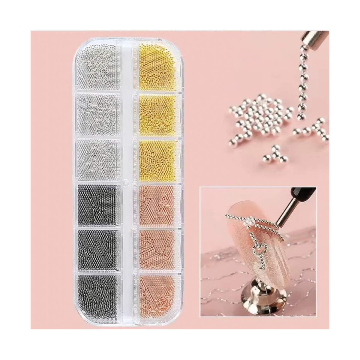 NAIL ART DESIGN | Metallic bead - 12 GRID
