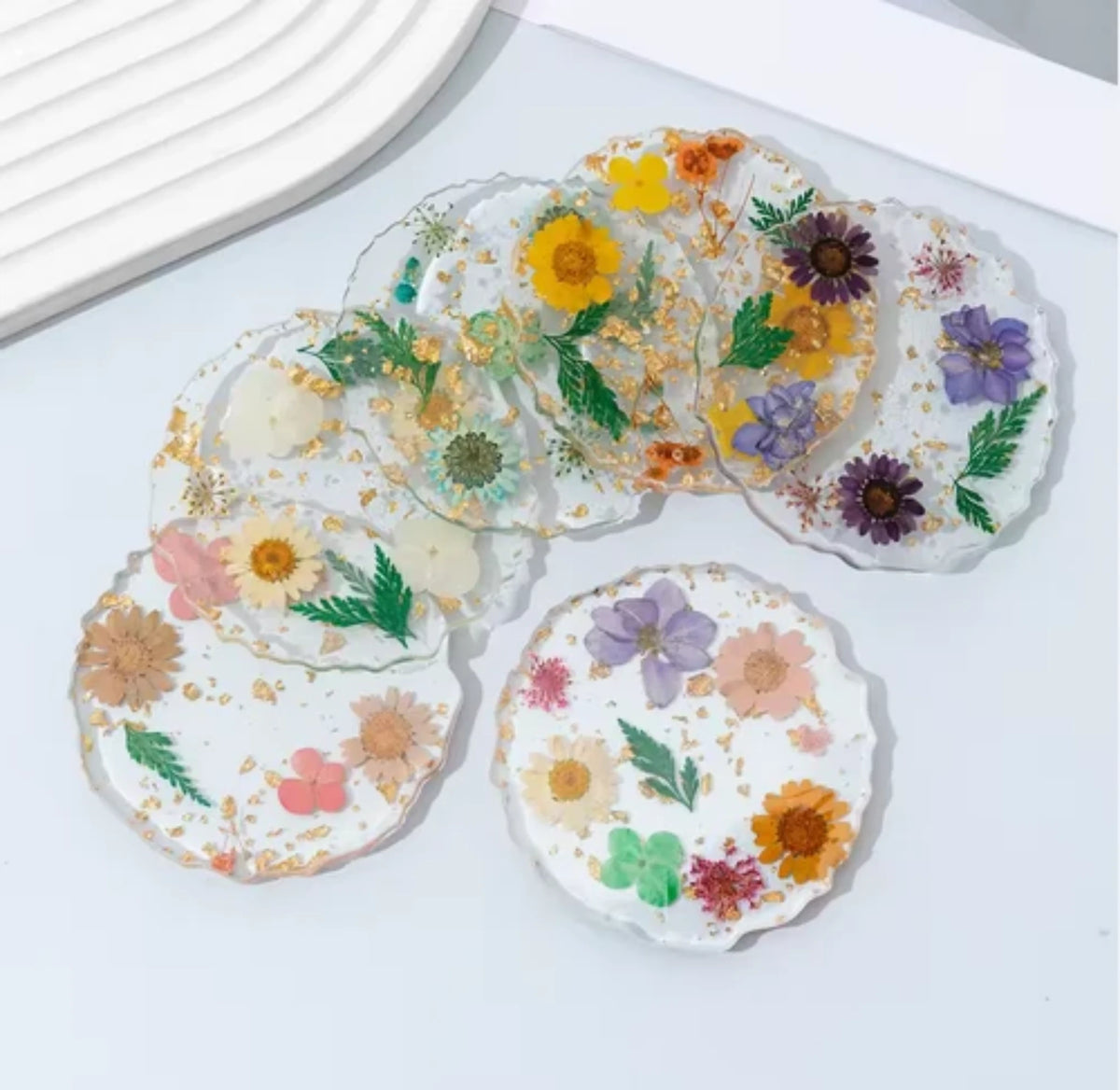 NAIL ART TOOL | CRYSTAL PALETTE WITH DRY FLOWER