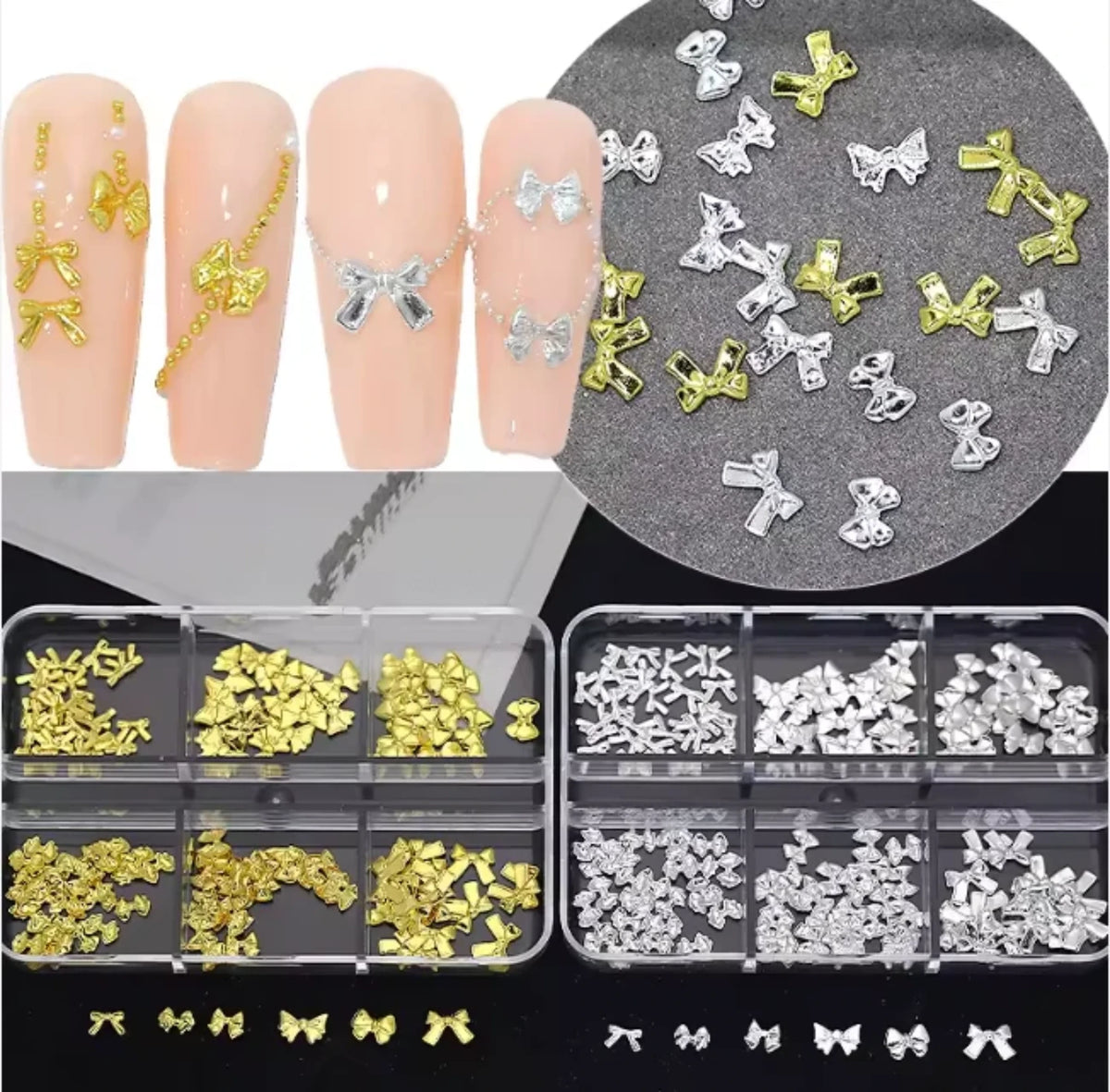 NAIL CHARM | METAL BOW MIX - 6 STYLE