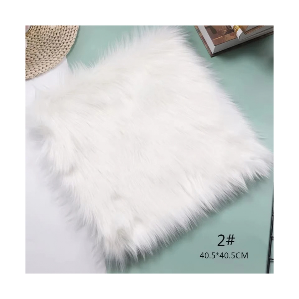 Photo Puffy Fur Mat - White