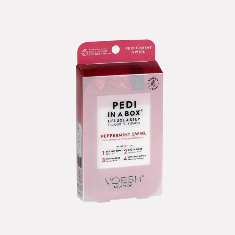 VOESH | PEDI IN A BOX | DELUXE - PEPPERMINT SWIRL