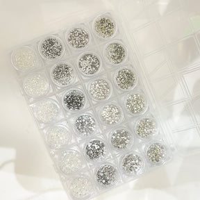 Rhinestone Box - 24 Jars - Clear (Round Jar)