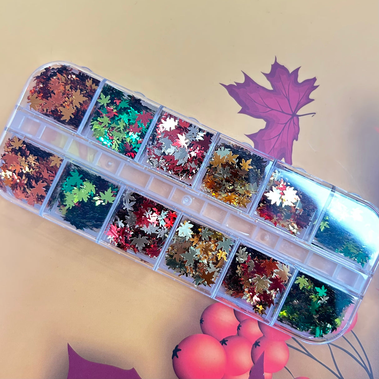 FALL NAIL CHARM | AUTUMN LEAF SEQUIN - 12 COLORS