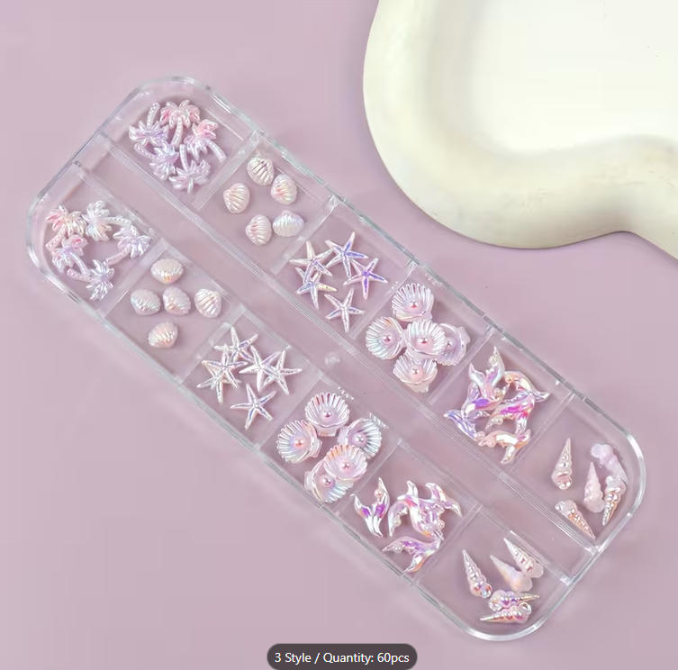 NAIL CHARM | 3D MERMAID SHELL OCEAN 12 GRID