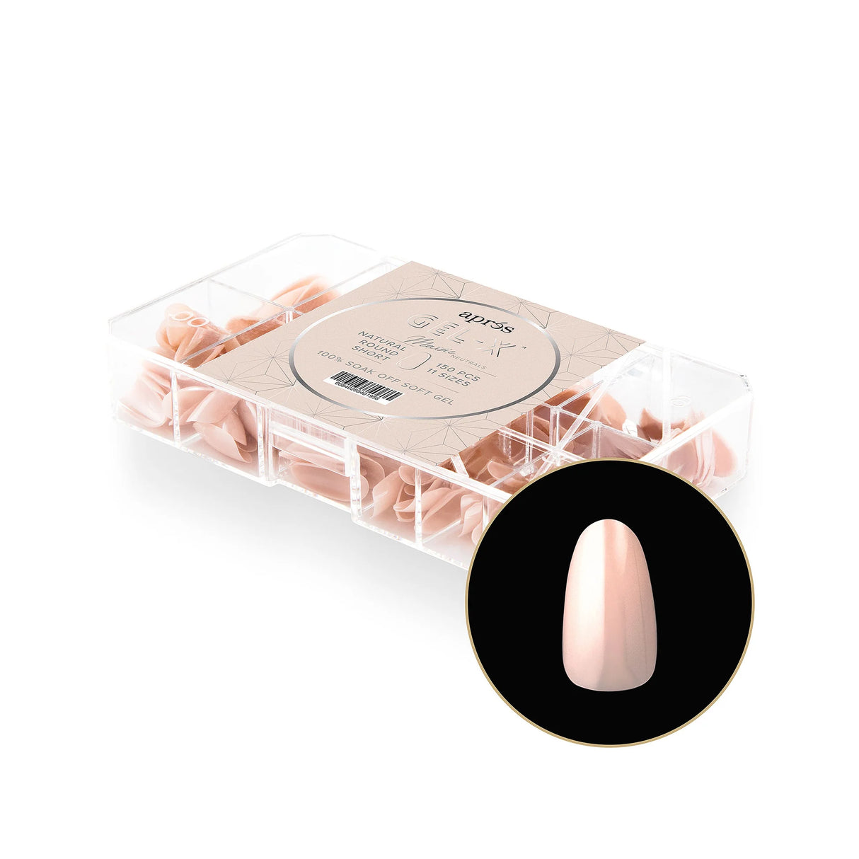 APRES - GEL X NEUTRALS MAISIE NATURAL ROUND BOX OF TIPS | 150 PCS