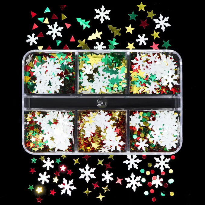 XMAS NAIL CHARM | SNOW FLAKE SEQUIN - 6 GRID