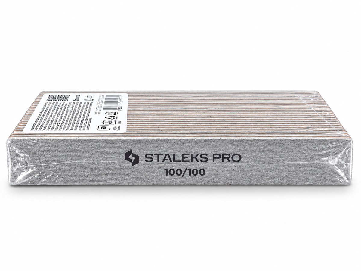 STALEKS | STRAIGHT WIDE MINERAL NAIL FILE | 100/100 GRIT - 50 PCS