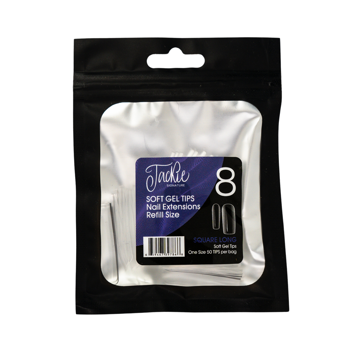 JACKIE SIGNATURE | SOFT GEL TIPS REFILL BAGS - SQUARE LONG (50pcs) #8