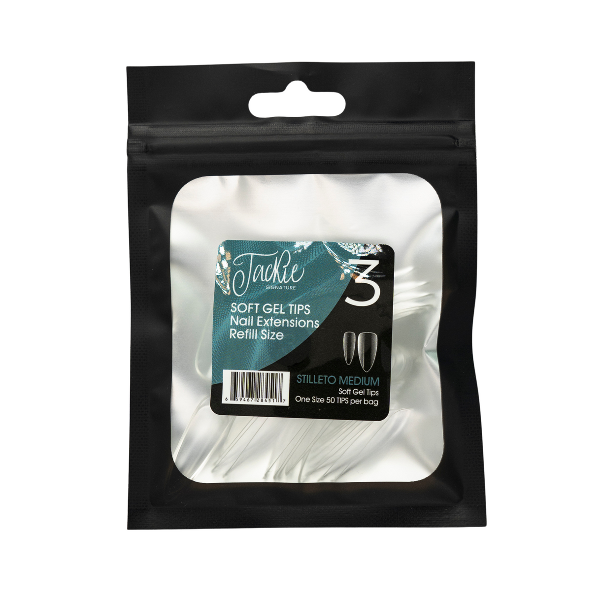 JACKIE SIGNATURE | SOFT GEL TIPS REFILL BAGS - STILLETO MEDIUM (50pcs) #3